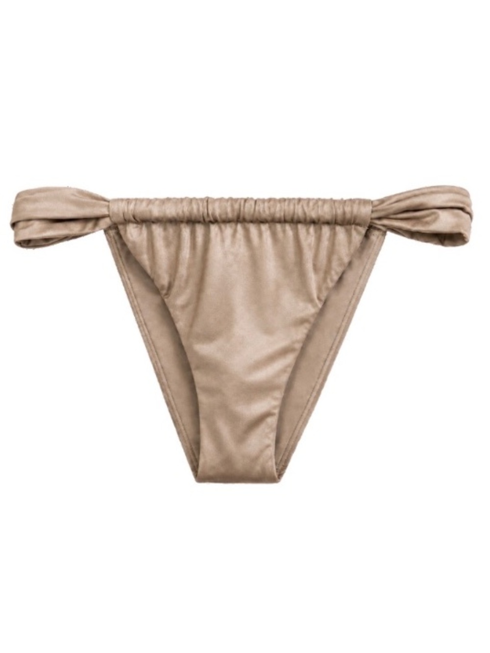NWT Good American Mink001 Shine Ruched Cheeky String Bikini Bottom Size L (3)